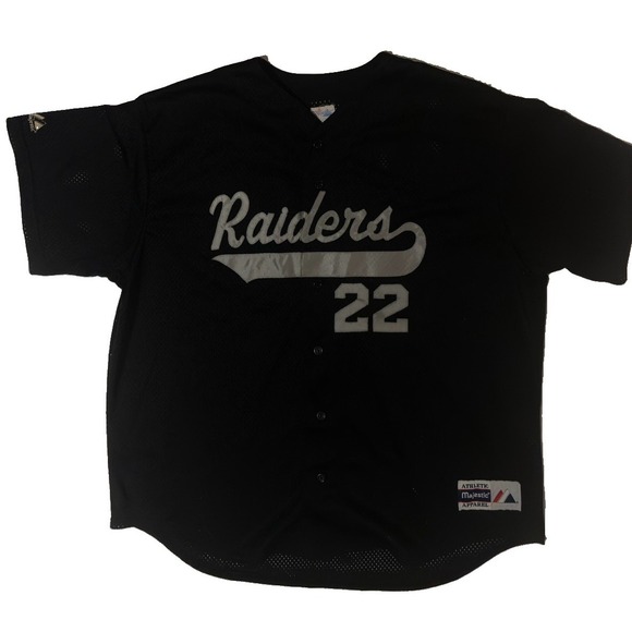 Majestic Other - Vintage Majestic Raiders #22 Baseball Jersey Black Mesh Made USA Adult 2XL